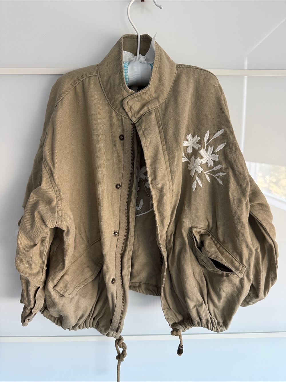 Rylee and cru Embroidered linen Utility Bomber Jacket - Olive Green 4-5y